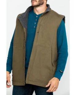 Hawx Men's Olive Canvas Sherpa Lined Work Vest -Hawx 2000283412 341 P4