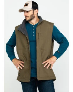 Hawx Men's Olive Canvas Sherpa Lined Work Vest - Tall -Hawx 2000283413 341 P1