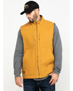 Hawx Men's Khaki Canvas Sherpa Lined Work Vest -Hawx 2000283414 200 P1