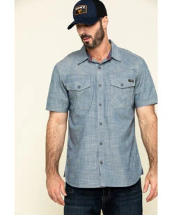 Hawx Men's Rancho Chambray Solid Short Sleeve Work Shirt 