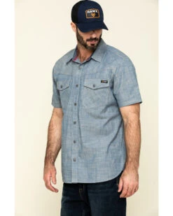 Hawx Men's Rancho Chambray Solid Short Sleeve Work Shirt  -Hawx 2000297038 400 P3