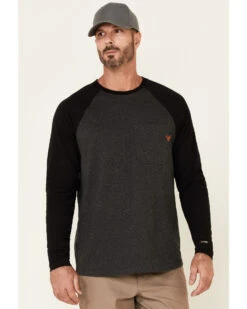 Hawx Men's Dark Gray Original Baseball Crew Long Sleeve Work T-Shirt 