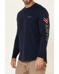 Hawx Men's Navy Original Logo Crew Long Sleeve Work T-Shirt  -Hawx 2000325317 410 P3