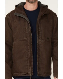 Hawx Men's Brown Castile Weathered Duck Hooded Zip-Front Insulated Work Jacket  -Hawx 2000342831 200 P3 1