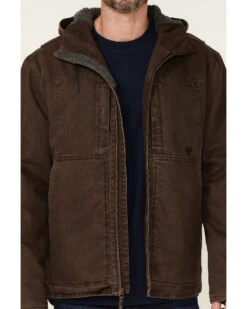 Hawx Men's Brown Castile Weathered Duck Hooded Zip-Front Insulated Work Jacket -Hawx 2000342831 200 P3