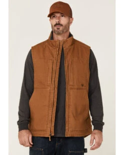 Hawx Men's Rust Copper Browder Weathered Duck Zip-Front Insulated Work Vest 