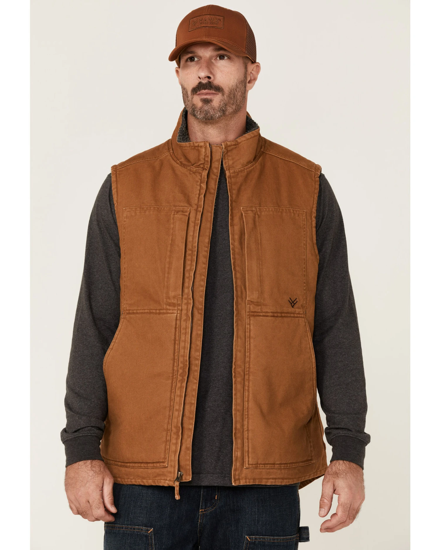 Hawx Men's Rust Copper Browder Weathered Duck Zip-Front Insulated Work Vest 2 Hawx Men's Rust Copper Browder Weathered Duck Zip-Front Insulated Work Vest