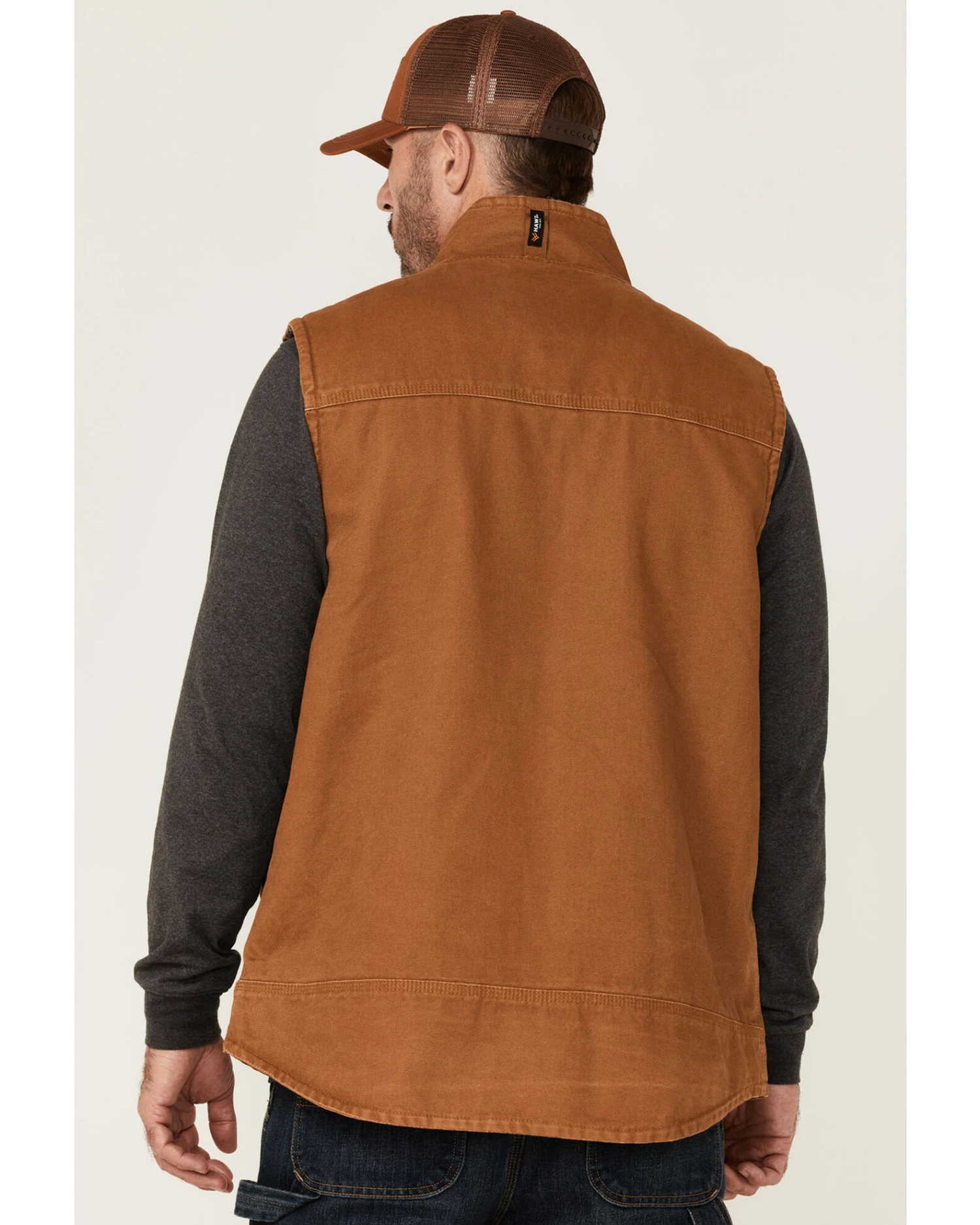 Hawx Men's Rust Copper Browder Weathered Duck Zip-Front Insulated Work Vest 5 Hawx Men's Rust Copper Browder Weathered Duck Zip-Front Insulated Work Vest - Image 4