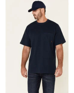 Hawx Men's Solid Navy Forge Short Sleeve Work Pocket T-Shirt 
