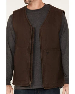 Hawx 25 Hawx Men's Brown Weathered Canvas Zip-Front Sherpa Lined Work Vest