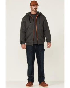 Hawx 39 Hawx Men's Charcoal Sherpa-Lined Zip-Front Hooded Work Jacket
