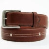 Hawx Men's Brown Center Stitch Studded Leather Belt -Hawx 2000365633 200 P1