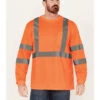 Hawx Men's Solid Enhanced Hi-Vis Long Sleeve Pocket Work T-Shirt 