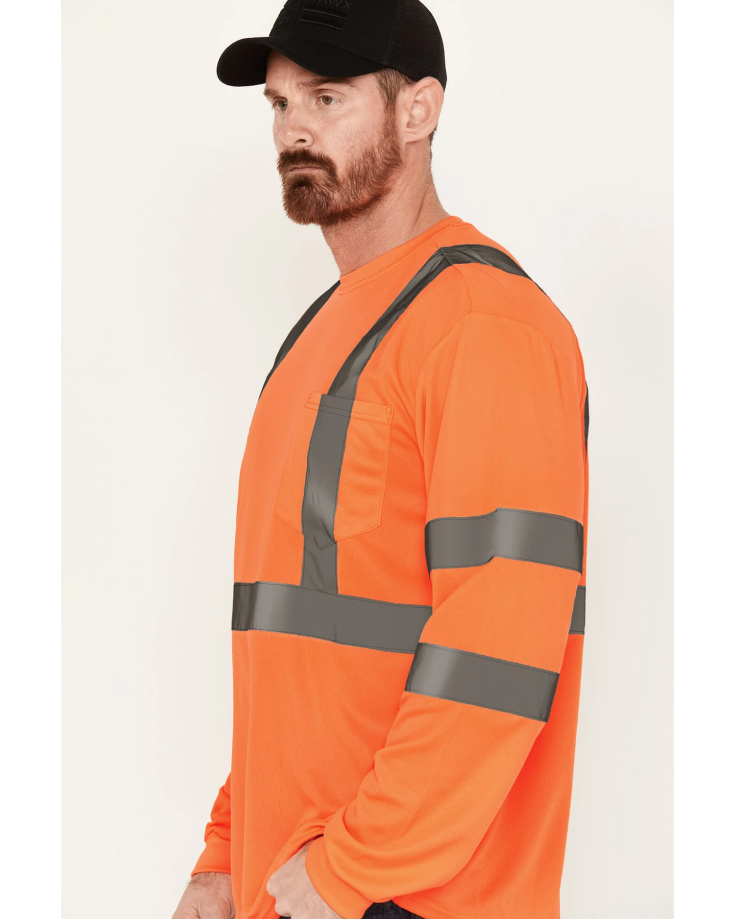 Hawx Men's Solid Enhanced Hi-Vis Long Sleeve Pocket Work T-Shirt 4 Hawx Men's Solid Enhanced Hi-Vis Long Sleeve Pocket Work T-Shirt - Image 2