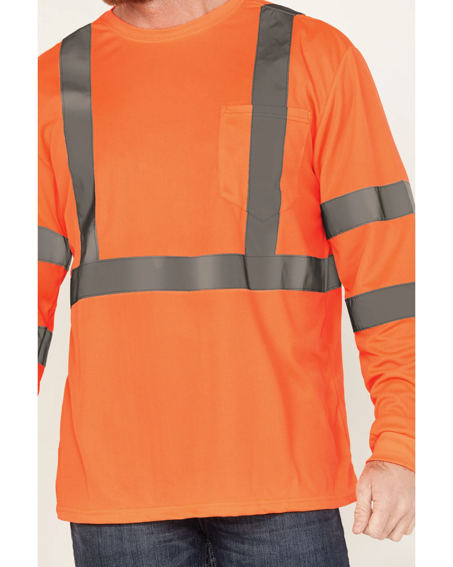 Hawx Men's Solid Enhanced Hi-Vis Long Sleeve Pocket Work T-Shirt 5 Hawx Men's Solid Enhanced Hi-Vis Long Sleeve Pocket Work T-Shirt - Image 3